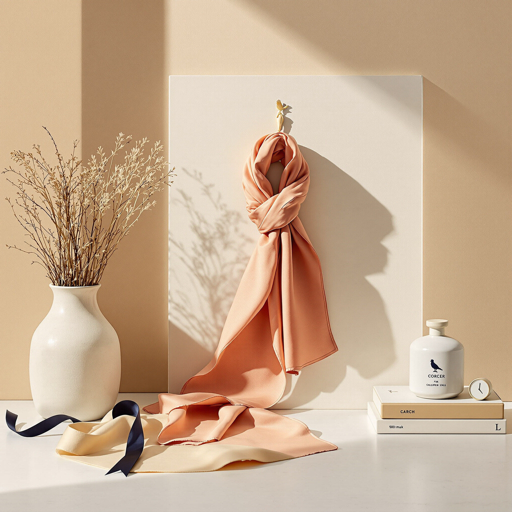 Coral Silk Twill Scarf